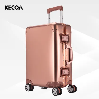 Travel Suitcase: Premium All-Aluminum Carry-On Luggage with 4 Wheels | Luxury Aluminum-Magnesium-Alloy Business Suitcase
