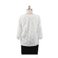 Chemises de broderie en coton à manches 3/4 Blosue pour femmes