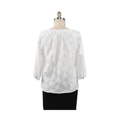 Ladies Blosue  3/4 Sleeve Cotton Embroidery Shirts