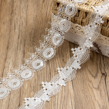 High-Quality 5 CM Ironed White Lace Trim with Sparkle Sequins: Perfect for Garment and Bridal Clothing