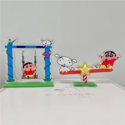 Customizable Wholesale Display Stands: Acrylic Clear Desk Decor, Photo Printed Cartoon Anime Characters (Crayon Shin-chan) Swing Stands