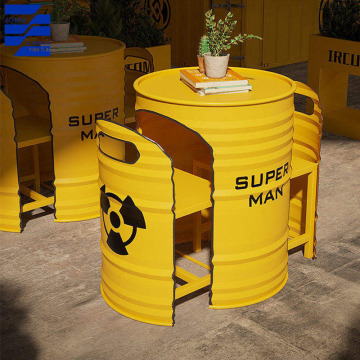 Glamorous Industrial Metal Dining Table and Chair Set