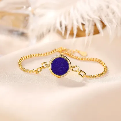 Gold-Plated Lapis Lazuli Light Luxury Bracelet Jewelry