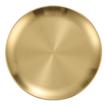 Korean Stainless Steel Gold Round Dinner Plates