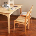 Wholesale Cheap Classic Hotel Banquet Restaurant Cafe Solid Wood Frame Woven Paper Cord Seat Rattan Dining Chair