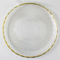 Embossed Gold Rim Glass Charger For Dinner Plates