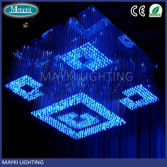 High quality customized 8 colors fiber optic chandelier with remote control for hotel and lobby