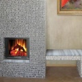 Lareira de gabion ecológica com design de pedra natural