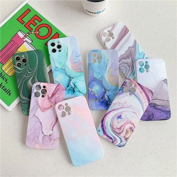 Custodia per telefono IMD in marmo colorato per gradiente vintage per iPhone 16/15/14/13/12/11 Pro Max XR XS MAX 7/8 Plus Matte Back Cover