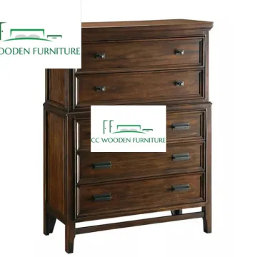 American country style wood bedroom lockers five drawer dresser
