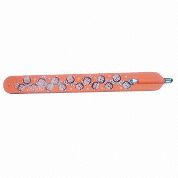 Slap bracelet touch stylus pen, made of silicone and aluminum,customized colors/designs are accepted