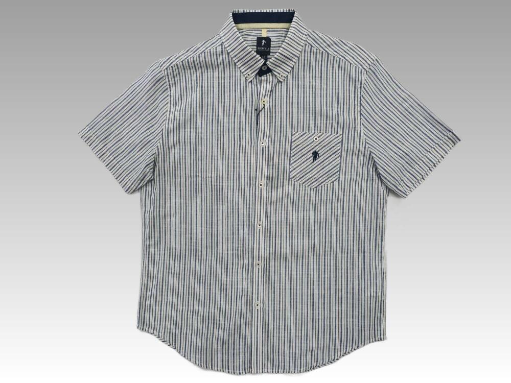 Coton Blue Stripe Short Men's Shirt