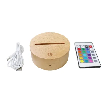 Personalized Night Lights with Remote Control & Round Wood Base - Perfect Gifts for Kids' Bedrooms