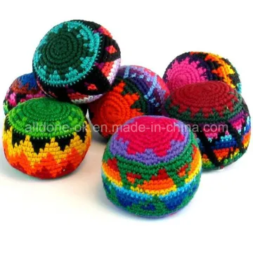 Customized Promotional Gift Kick Hacky Sack Knitted Crochet Footbag Ball