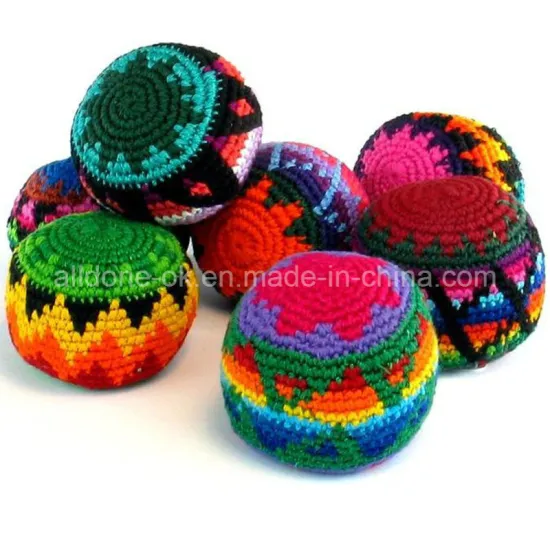 Customized Promotional Gift Kick Hacky Sack Knitted Crochet Footbag Ball