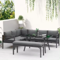Modern Solid Wood Furniture with Cushions Sofa Set Living Room Garden Patio Hotel Sectional L Shape Outdoor Sofa