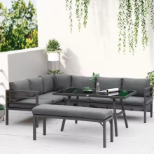 Moderne massive Holzmöbel mit Kissen Sofa Set Wohnzimmer Garten Terrasse Hotel Sektion L Form Outdoor Sofa