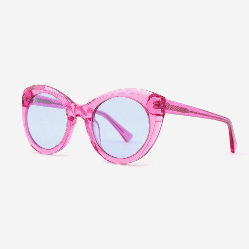 Round Cat-eye bevel Acetate Female's Sunglasses