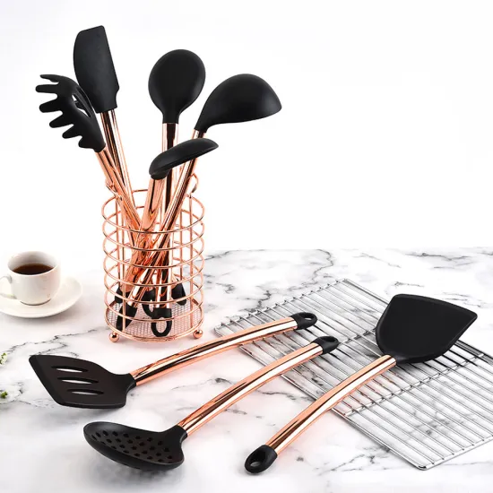 Cooking Tools Set Kitchen Utensils 10/11pcs Rose Gold Handle silicone kitchen accessories Non-stick Heat Resistant Kitchen Tools