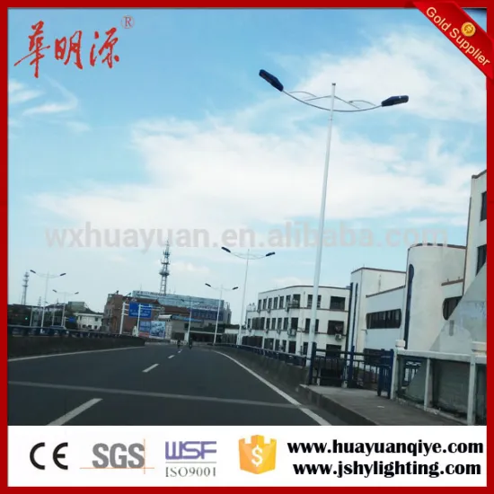 galvanized steel street light poles with single arm or double arms for sale with led