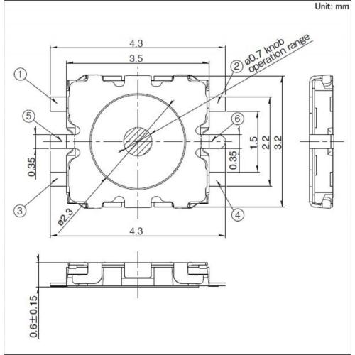 Tipo de doble acción delgado de 3,5 × 3,2 mm