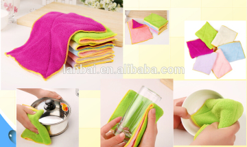 2015Hot Sales Household Double Layer Double color Microfiber Cloth Dish Towel/six color