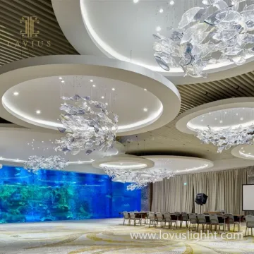 Low power villa creative department store warehouse large luxury acrylic wrought iron led chandelier