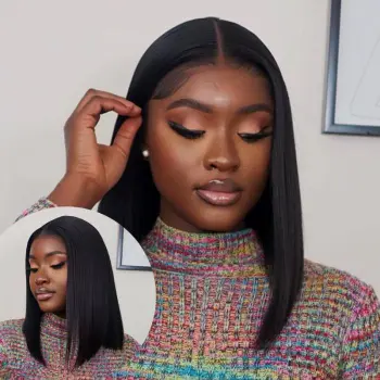 Glueless Human Hair Wigs: Pre Plucked Short Bob with Lace Front