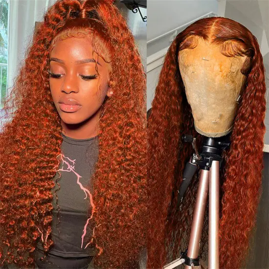 Transparent HD Lace Front Wig Deep Wave Remy Human Hair - Piano Burgundy Ginger Orange