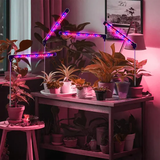 4-Head Clip-on Tabletop Gooseneck LED Grow Light with 3 Light Modes