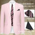 WYWK 2 Piece Men's Suit Wedding Party-Light Pink-XXS