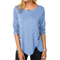 Womens Casual Long Sleeve Tunic Shirts Round Neck