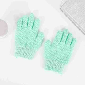 Double-Sided Jacquard Five Finger Bath Gloves - Frosted Nylon Back Rubbing Towel