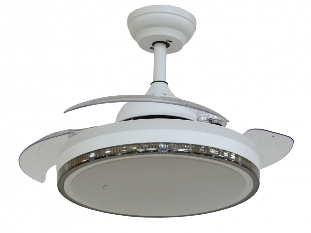 42-inch White Retractable Ceiling Fan with LED Light