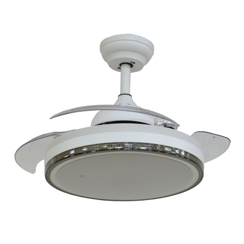 Ventilateur de plafond rétractable blanc de 42 pouces avec lumière LED