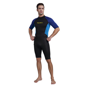 Seackin Mens Short Sleeves Summer Diving Wetsuit