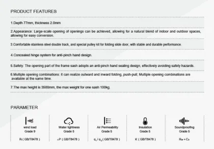 Aluminium Folding Door Price Exterior Patio Accordion Door