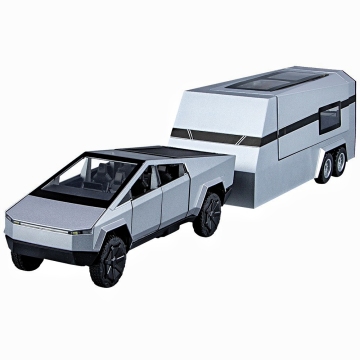 1:32 Масштабная модель модели автомобилей: T Cybertruck Pickup, RV, модель сплава с помощью звука, света и функции отката - Metal Toy Car