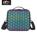 Cosmetic pu leather big capacity travel hanging makeup bag rhombic Hologram Laser Luminous bags