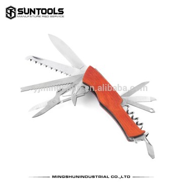 Multi-function knife with wooden handle wood 9 in 1Pocket knife camping knife