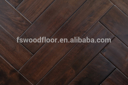 acacia walnut hand scraped herringbone flooring