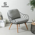 Restaurant Solid Wood Leg Metal Frame Dining Chair Garden Coffee Lounge Leisure Chair With Cushion