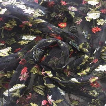 Colorful Big Flower Flat Embroidery Fabric