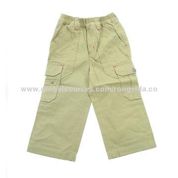 2014 Hot-sale Plain Boys' Pants, Made of Cotton and Spandex, Elastic Waistband