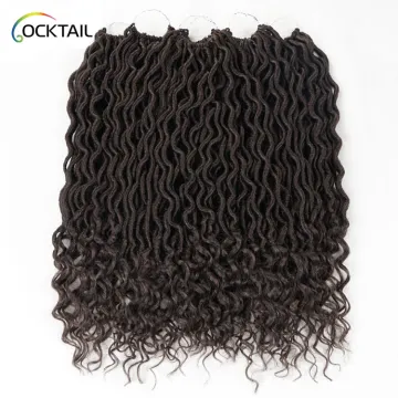 24 inch soft locs, goddess locs crochet braid hair extension with curly end natural