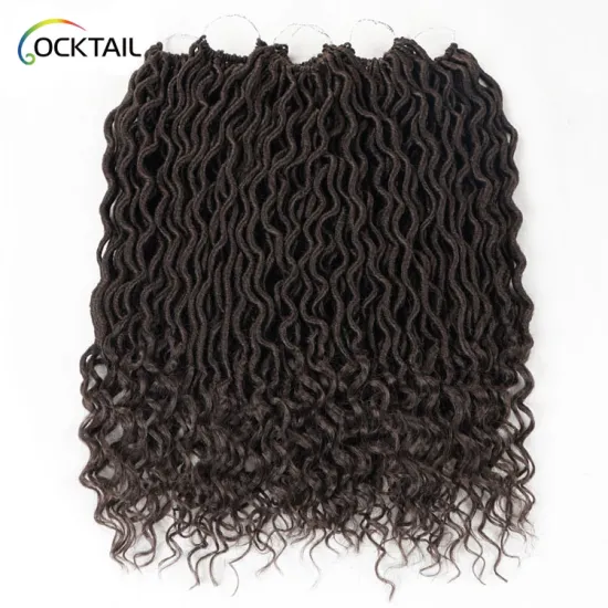 24 inch soft locs, goddess locs crochet braid hair extension with curly end natural