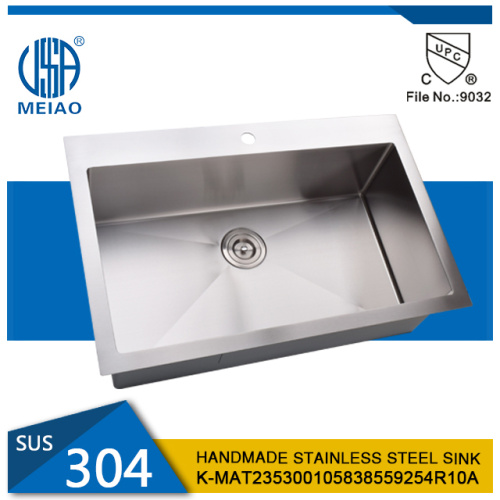 SUS 304 Buatan tangan 32 inci Topmount Farmhouse Sink