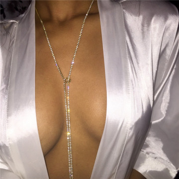 Brave Light Fashion Simple Sexy Women's Long Crystal Necklace for Nightclub Jewelry
