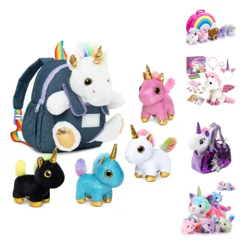 Hot Sale: 5pc Unicorn Stuffed Animal Set & Toddler Gifts Backpack for Girls and Boys