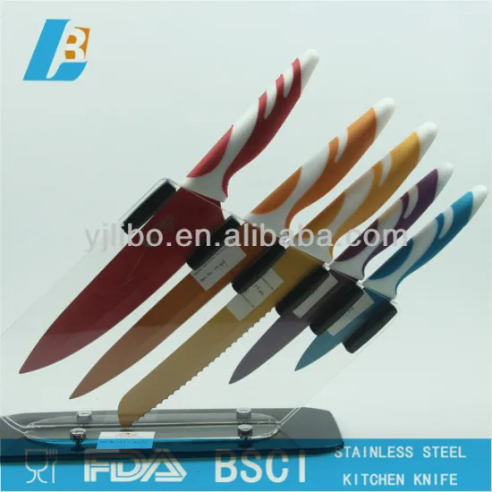 non-stick coating Kitchen knife set with plastic handle